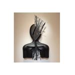 China 145cm H Fiberglass Abstract Figure Wall Art Sculpture Black Matt Finish for sale