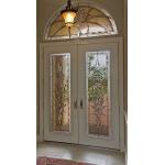 American Style Entry Door Glass Inserts With Clear Beveled And Patina Caming