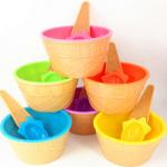 Children Ice Cream Cups With Spoon Plastic Reusable for sale