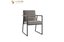 China Luxury Metal Frame Leather Restaurant Chairs 82cm Grey Pu Dining Chair supplier