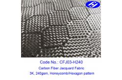 China Honeycomb / Hexagon Pattern 3K Carbon Black Fiber Jacquard Fabric supplier