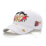 White Cotton Baseball Cap 3D Embroidery Logo 5 Panel 100% Cotton For Outdoor Activities for sale