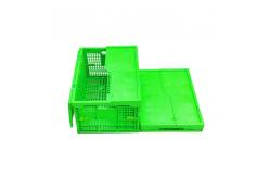 China Customized Green PP Plastic Folding Crate Mesh Body + Solid Bottom supplier