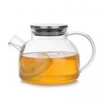 Electric Stove Safe Transparent Glass Tea Set With Stainless Steel Airtight Lid for sale