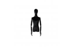 China Velvet Female Half Body Mannequin Stand With Wooden Arms 37cm Shoulder supplier