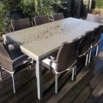Rectangular Kitchen Chair Set Concrete GRC Dining Table With Bench