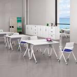 Wood Steel Foldable Training Table Wood Folding Durability With Wheels