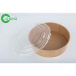 Disposable Kraft Paper Bowl 50oz Round Salad Container With Clear Plastic Lid for sale