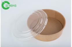 China Disposable Kraft Paper Bowl 50oz Round Salad Container With Clear Plastic Lid supplier