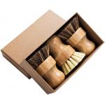 3.15in Round Kitchen Scrub Brush Set 3pcs Bamboo Pot Brush 8cm Air Dry for sale