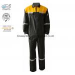 Two Tone Dark Green Yellow Fire Retardant Suit With Reflective Tape Safety for sale