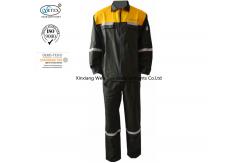 China Two Tone Dark Green Yellow Fire Retardant Suit With Reflective Tape Safety supplier