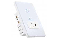 China IOS / Android Compatibility Wifi Smart Socket 15A With 1 Gang Wifi Switch supplier