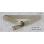 Solid Beige Polyester Kids Web Belt With Folded Tip And Double D Rings for sale
