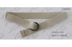 China Solid Beige Polyester Kids Web Belt With Folded Tip And Double D Rings supplier