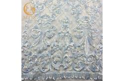 China Soft Touching Sparkly Lace Fabric Embroidery Mesh 135cm Width For Dressmaking supplier