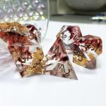 Red & black Foil mixed smoke crystals Resin Boarding Dice Set  dnd dice