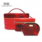 Pattern Printed PU Leather Women Travel Cosmetic Bag Set for sale