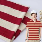 Wrinkle Resistant Cotton Pique Fabric D022-1 260g Breathable Knit Stripe Cloth for sale
