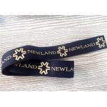30MM Black Jacquard Elastic Band Silk - Screen Printed With Glossy Golden Silicone Logo