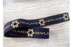 China 30MM Black Jacquard Elastic Band Silk - Screen Printed With Glossy Golden Silicone Logo supplier
