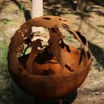 600mm Round Corten Steel Outdoor Fire Pit ball fire sphere For Wood Burning for sale