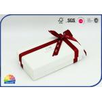 Red Ribbon Decorated Paper Custom Gift Box Hot Silver Stamping for sale