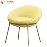 L57cm Yellow Fabric Ultra Modern Dining Chairs With Stainless Steel Legs for sale