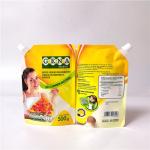 Plastic Beverage Stand Up Pouches Reusable Fruit Juice Drink Spouted Bag With Cap for sale