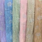 OEM 130cm Garment Embroidered Sequin Lace Fabric Polyester Chiffon Material