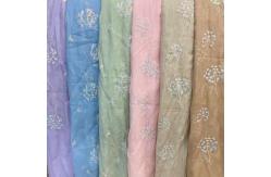 China OEM 130cm Garment Embroidered Sequin Lace Fabric Polyester Chiffon Material supplier