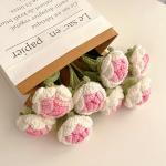 Handmade Crochet Gradient Rose Artificial Flowers, Floral Decor, Hyper-Realistic Blooms for Festive Gifting for sale