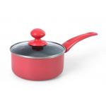 Red Heat Resistant Glass Lid 18cm Aluminum Milk Pan for sale