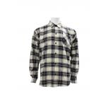 200GSM 100% Cotton Long Sleeve Checked Shirt Navy And Off White Color for sale
