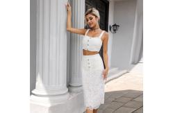 China Zipper Back Two Piece Lace Dresses No Sleeve Lace Skirt And Top Set supplier