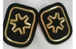 China Black And Gold Embossed 3D Rubber Patches Custom  Badges For Soprtswear supplier