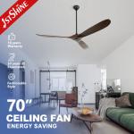 70 Inches 3 Solid Wood Ceiling Fan With Remote Control Quiet DC Motor for sale