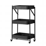 Mobile Three Tiers Metal Rolling Cart Trolley Storage With Wheels for sale