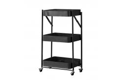 China Mobile Three Tiers Metal Rolling Cart Trolley Storage With Wheels supplier