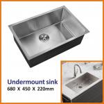 68x45 Undermount 16 Gauge Single Bowl Stainless Steel Kitchen Sinks for sale