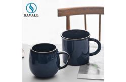 China Restaurants Transitional Blue Porcelain Mugs Ceramic Cup With Handle supplier