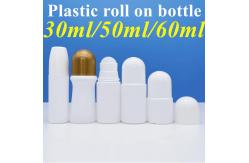China 50ml 60ml Empty Roll On Deodorant Bottles HDPE White Golden supplier