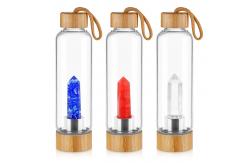 China 18oz 550ml Quartz Crystal Water Infuser Bottle with Bamboo Lid supplier