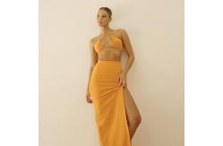 China 2 Set Halter Straps Womens Party Maxi Dresses Wrap Breasts And Navel supplier