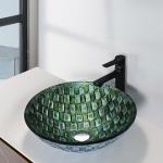 Round Tempered Glass Sink Bowl Hand Drawing Hot Melt Circular Vessel Bathroom Sink for sale