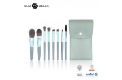 China 8-piece Makeup Brushes With Cosmetic Pouch Plastic Handle and Aluminium Ferrule OEM supplier
