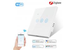 China 50-60Hz ZigBee Smart Switch EU 3 Gang Touch Switch Alexa supplier
