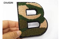 China Camouflage Letter Chenille Towel Patches Sew - On Backing 4.5 Tall supplier