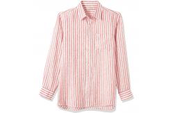 China Stripe Red S M L Mens Casual Linen Shirts Open Neck Button Closure supplier