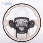 Full Smooth Leather Land Rover Steering Wheel Round White Plain Weave for sale